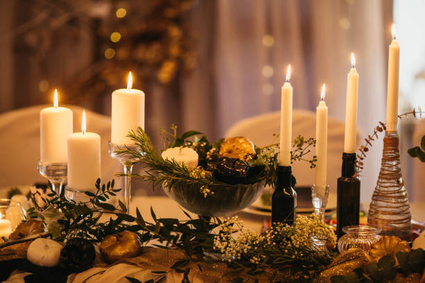 Decoração de Mesa de Natal com velas